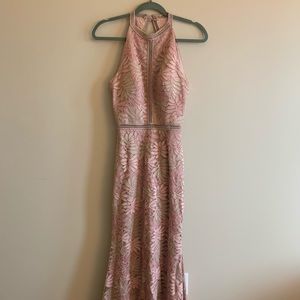 Watters Ash Leaf Lace Blush Dress